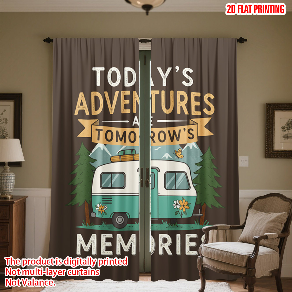 Outdoor Adventure Youtube - Rideau imprimé plat 2D, 2 pièces,